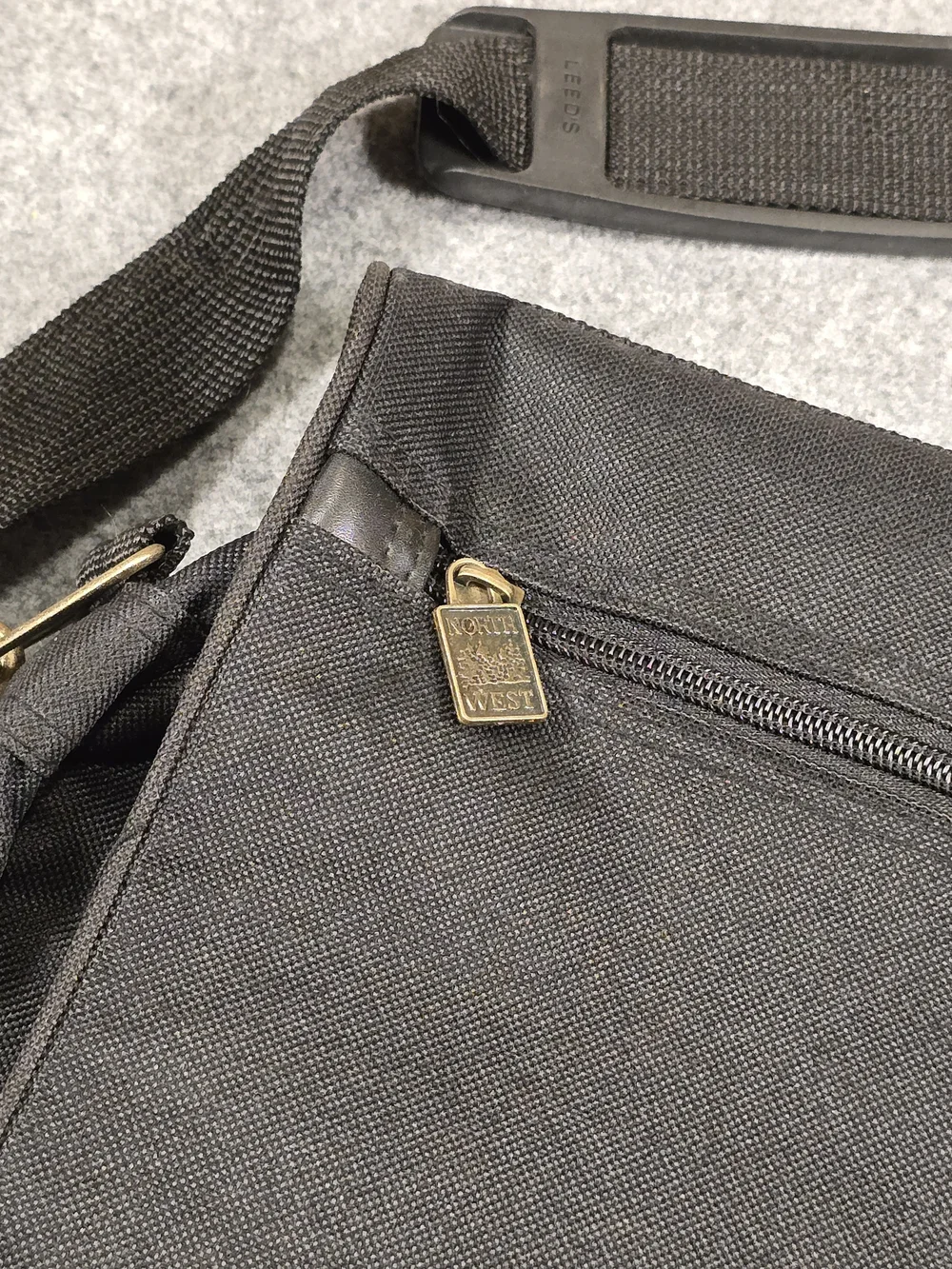 LEEDS Messenger Bag Black NRA Logo with Sturdy Adjustable Strap